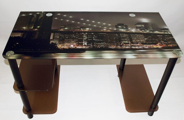 Компьютерный стеклянный стол Прмьер с фотопечатью Город