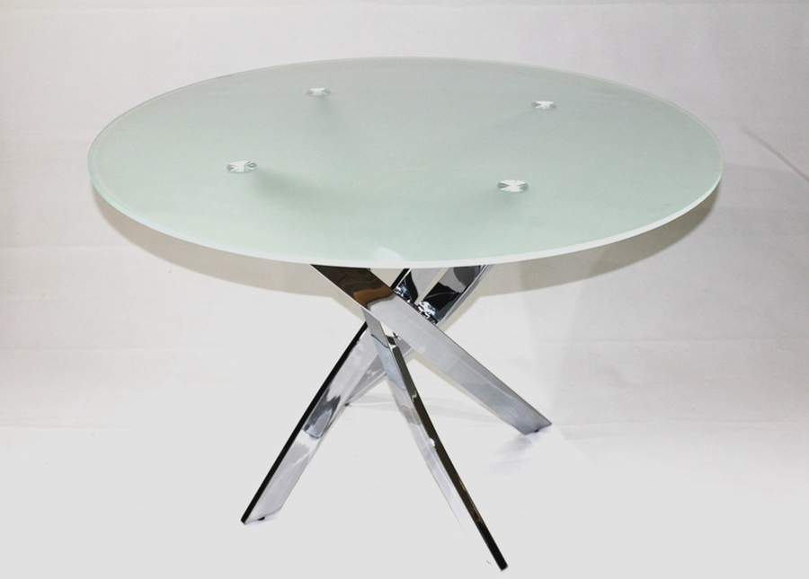 Стеклянный кухонный стол Рим 18 (матовый на серебрянных ножках)
