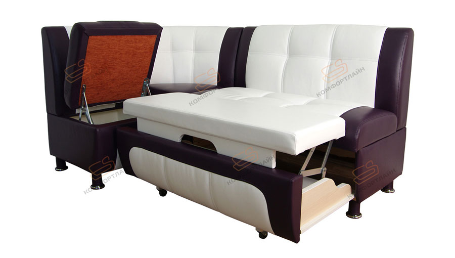 Угловой диван на кухню со спальным местом Сенатор-СВ (обивка-экокожа