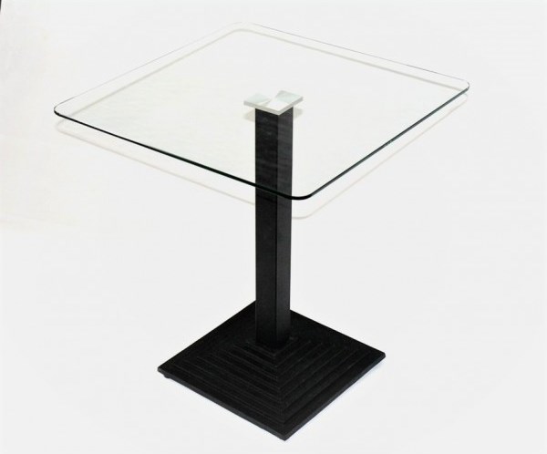 Кухонный стеклянный стол Троя-К (прозрачный на чугунной опоре)