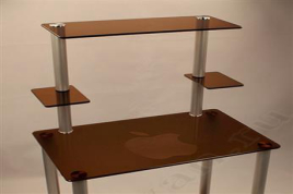 Компьютерный стеклянный стол КС-03 (бронзовый с рисунком)