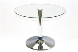 Круглый стеклянный кухонный стол ТРОЯ 18 (прозрачный)